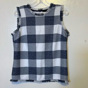 Banana republic plaid tweed fringe tank top